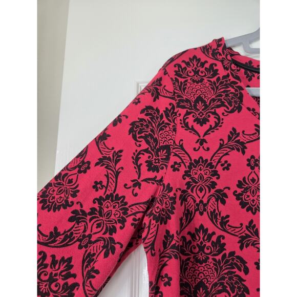 Soma Red Black Paisley Print Cotton Modal Stretch Sleepshirt Pajamas, Size Large - Picture 6 of 14